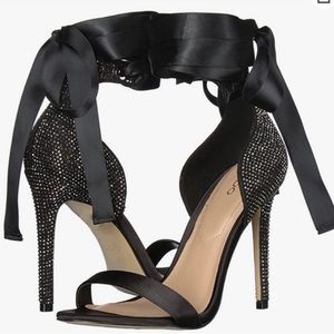 Aldo black satin Rhinestone